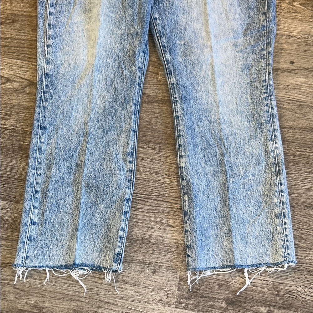 Veronica Beard Carly Kick Flare Jeans High Rise Raw Hem Crop Size 32 Made in USA - Picture 6 of 12